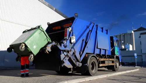 Recycling bins outside a commercial property in Chessington